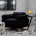 Black Velvet Modern Chesterfield Chair | Madina