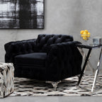 Black Velvet Modern Chesterfield Chair | Madina