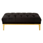 Black Velvet Button Tufted Bench | Piermount