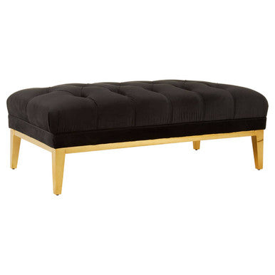 Black Velvet Button Tufted Bench | Piermount