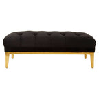 Black Velvet Button Tufted Bench | Piermount