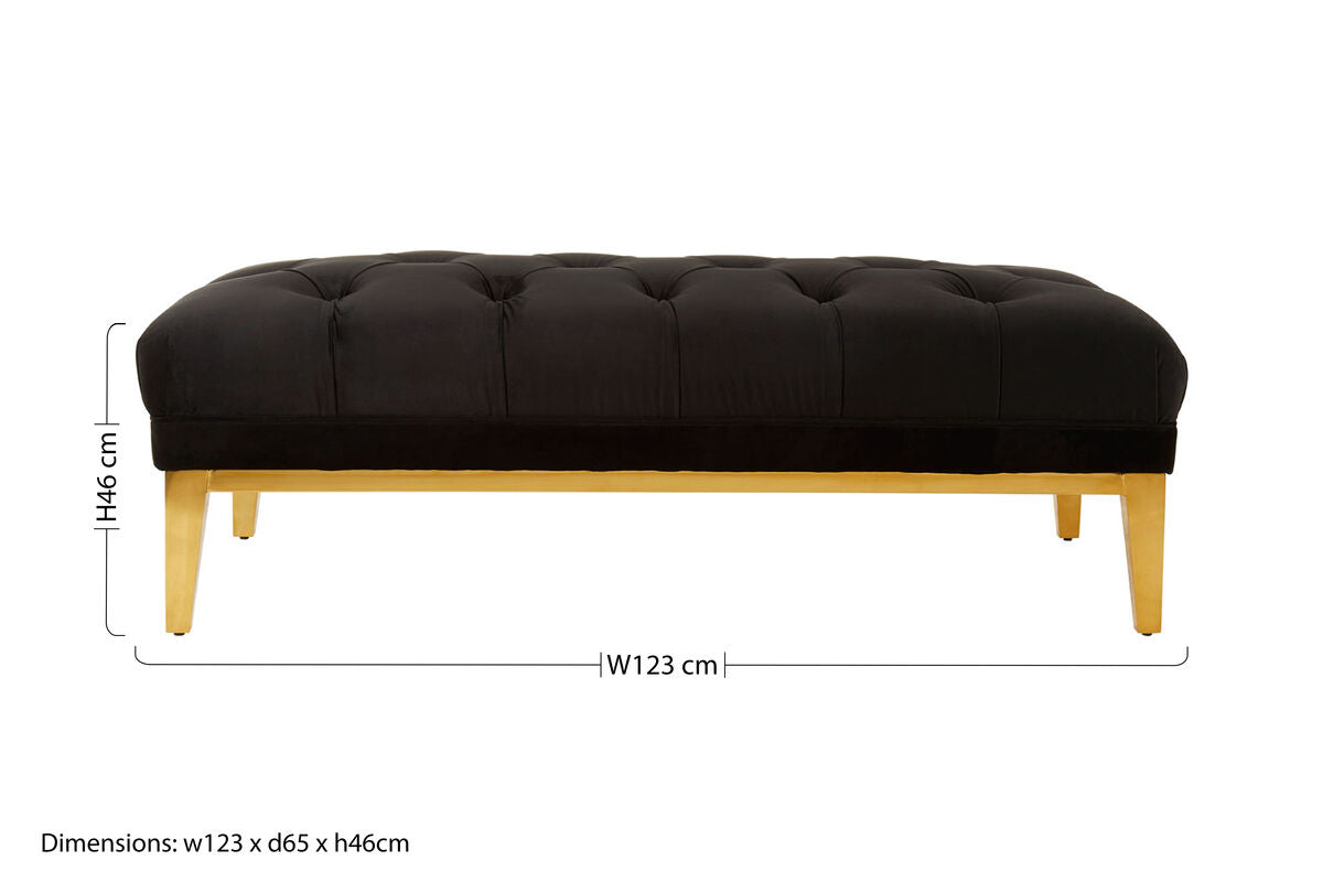 Black Velvet Button Tufted Bench | Piermount