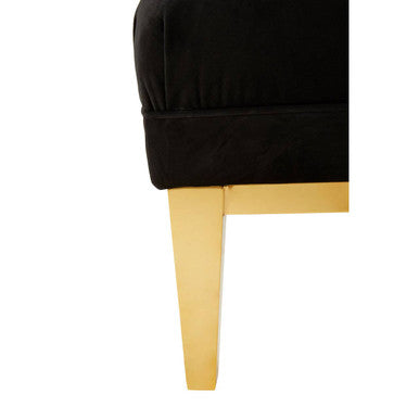 Black Velvet Button Tufted Bench | Piermount