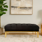 Black Velvet Button Tufted Bench | Piermount