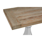 Brown Whitewash Pine Wooden Console Table with Carved Silver Pillar Columns and Brown Wooden Base | Richmond
