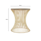 Natural Solid Rustic Wood Top Side Table with Gold Finish Metallic Hourglass Base | Templar