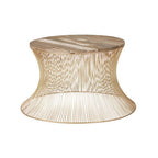 Gold Wooden Top Coffee Table with Metallic Hourglass Frame | Templar