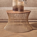 Gold Wooden Top Coffee Table with Metallic Hourglass Frame | Templar