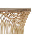 Gold Wooden Top Coffee Table with Metallic Hourglass Frame | Templar