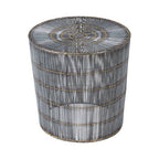 Silver Iron Wire Drum Shaped Side Table with Gold Coloured Lines | Templar