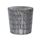 Silver Iron Wire Drum Shaped Side Table with Gold Coloured Lines | Templar