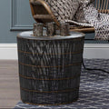 Silver Iron Wire Drum Shaped Side Table with Gold Coloured Lines | Templar