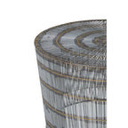 Natural Gold Tone Wireframe Round Coffee Table with Iron Base | Templar
