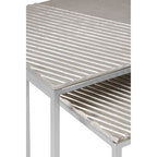 Silver Nickel Set of Two Rectangular Nesting Tables with Textured Aluminium Tops and Sleek Iron Frame | Templar