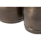 Metallic Brown Iron Set of 2 Drum Style Side Tables with Hammered Tops | Reza