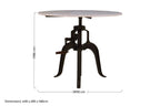 White Marble Top Small Bar Table with Black Iron Cabriole Legs and Crank Mechanism | Vasco