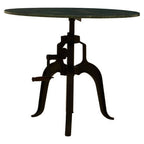 Green Marble Top Small Bar Table with Black Iron Cabriole Legs and Crank Mechanism | Vasco