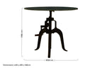 Green Marble Top Small Bar Table with Black Iron Cabriole Legs and Crank Mechanism | Vasco