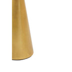 White Marble Top Small Side Table with Gold Finish Conical Wood Base, Lino