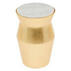Large Gold Drum Wood Side Table with White Marble Top | Lino