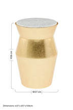 Large Gold Drum Wood Side Table with White Marble Top | Lino
