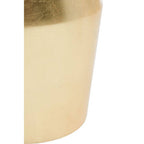 Large Gold Drum Wood Side Table with White Marble Top | Lino