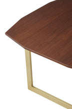 Set of 3 Brown Walnut Wood Nesting Side Tables with Gold Finish Metal Legs | Villi