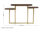 Brown Wood Multi Level 3 Tier Console Table with Gold Finish Metal Frame | Villi