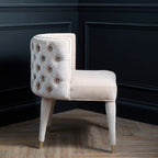 Beige Velvet Tufted Curved Dining Chair | Villi