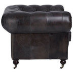 Dark Grey Brown Leather Chesterfield Chair | Victor