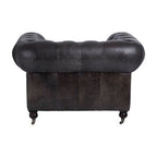 Dark Grey Brown Leather Chesterfield Chair | Victor
