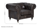 Dark Grey Brown Leather Chesterfield Chair | Victor