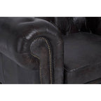 Dark Grey Brown Leather Chesterfield Chair | Victor