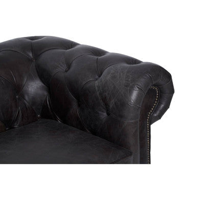 Dark Grey Brown Leather Chesterfield Chair | Victor