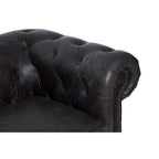 Dark Grey Brown Leather Chesterfield Chair | Victor