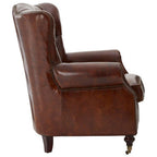 Brown Leather Scroll Armchair | Victor