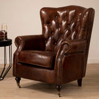 Brown Leather Scroll Armchair | Victor