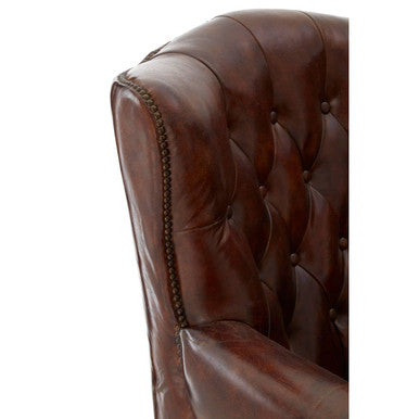 Brown Leather Scroll Armchair | Victor