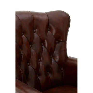 Brown Leather Scroll Armchair | Victor