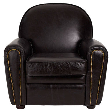 Black Leather Classic Armchair | Victor