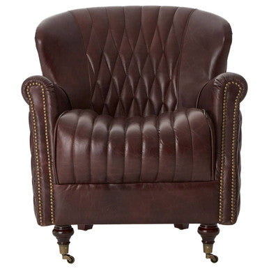 Brown Leather Winged Back Armchair | Victor