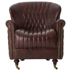 Brown Leather Winged Back Armchair | Victor