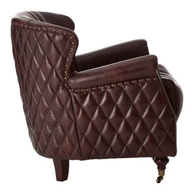 Brown Leather Winged Back Armchair | Victor