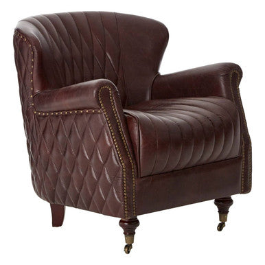 Brown Leather Winged Back Armchair | Victor