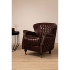 Brown Leather Winged Back Armchair | Victor