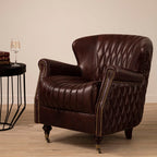 Brown Leather Winged Back Armchair | Victor
