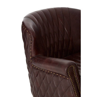 Brown Leather Winged Back Armchair | Victor