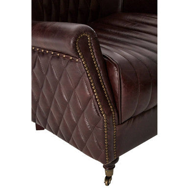 Brown Leather Winged Back Armchair | Victor