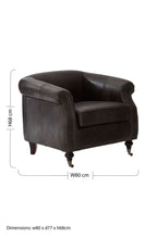 Dark Grey Brown Leather Curved Armchair | Victor