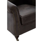 Dark Grey Brown Leather Curved Armchair | Victor